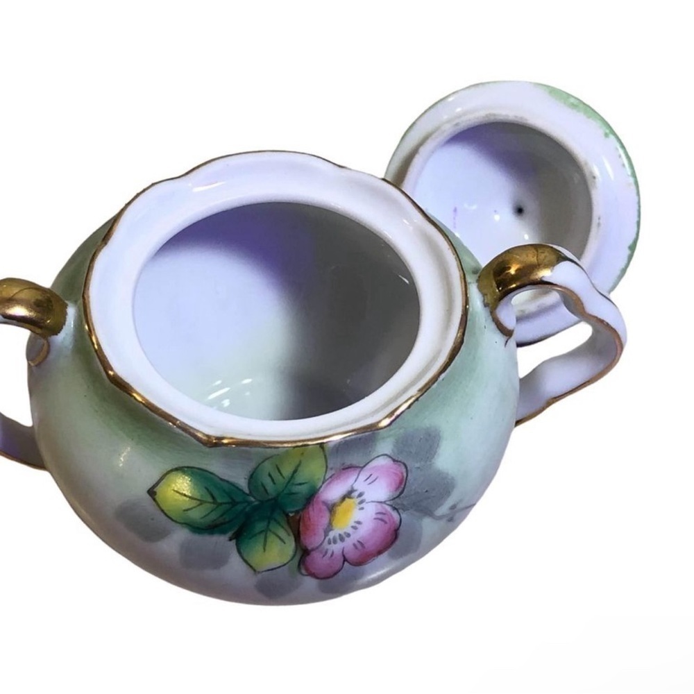 Vintage Floral With Gold Trim Sugar Bowl Maker Mark UCAGCO - Picture 6 of 8